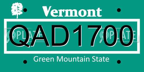 QAD1700 Vermont License Plate