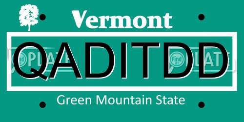QADITDD Vermont License Plate