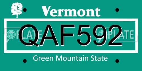 QAF592 Vermont License Plate