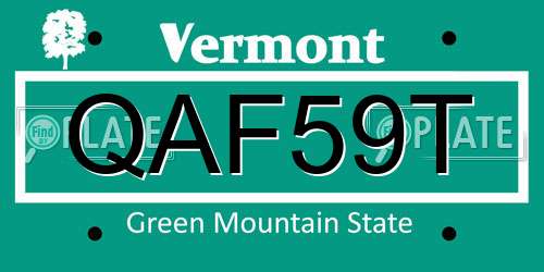 QAF59T Vermont License Plate