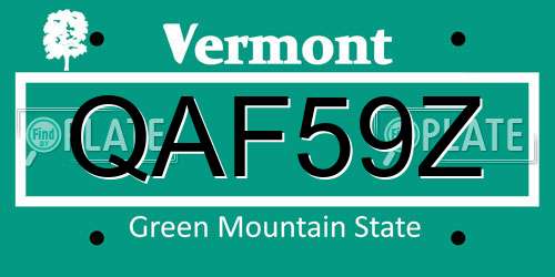 QAF59Z Vermont License Plate