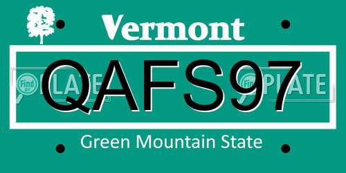QAFS97 Vermont License Plate