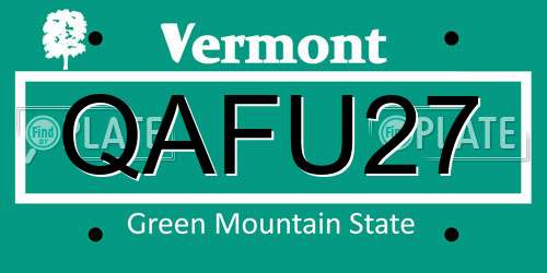 QAFU27 Vermont License Plate