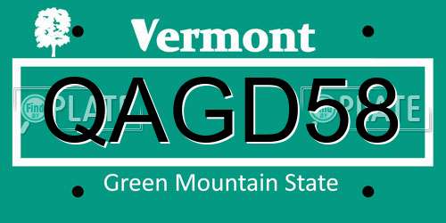 QAGD58 Vermont License Plate