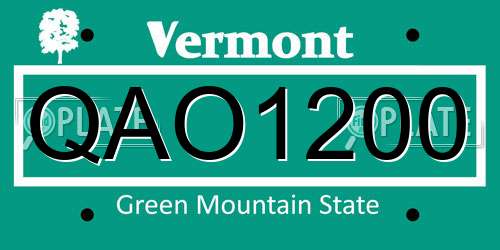 QAO1200 Vermont License Plate