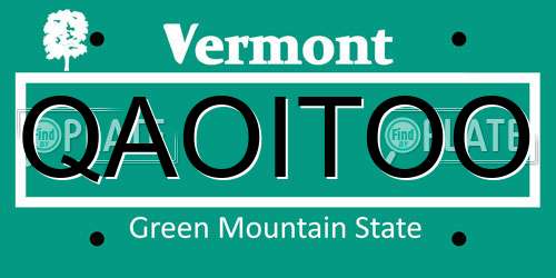 QAOITOO Vermont License Plate