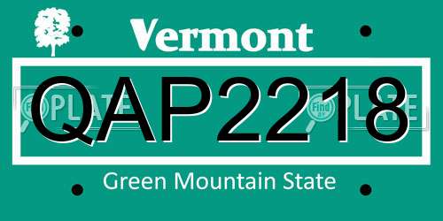 QAP2218 Vermont License Plate
