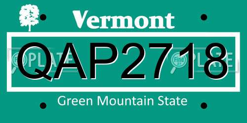 QAP2718 Vermont License Plate