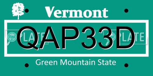QAP33D Vermont License Plate