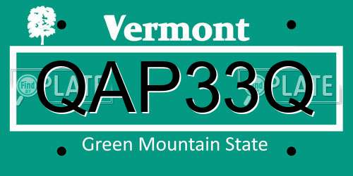 QAP33Q Vermont License Plate