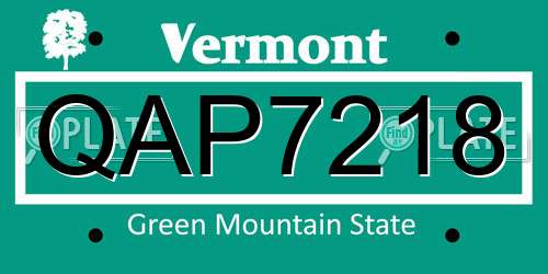 QAP7218 Vermont License Plate