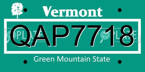 QAP7718 Vermont License Plate