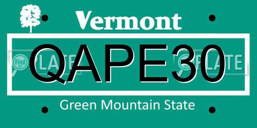 QAPE30 Vermont License Plate