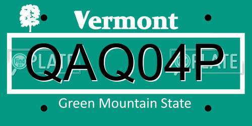 QAQ04P Vermont License Plate
