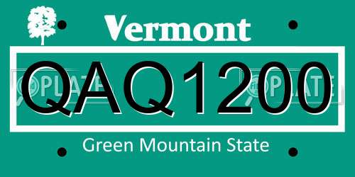QAQ1200 Vermont License Plate