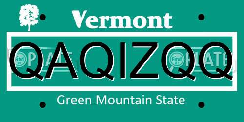 QAQIZQQ Vermont License Plate
