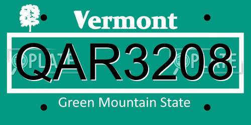 QAR3208 Vermont License Plate