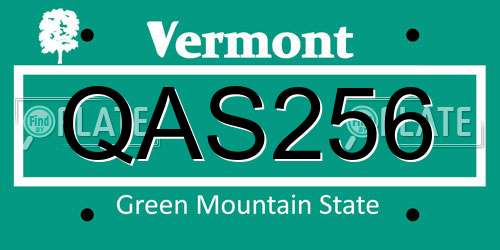 QAS256 Vermont License Plate