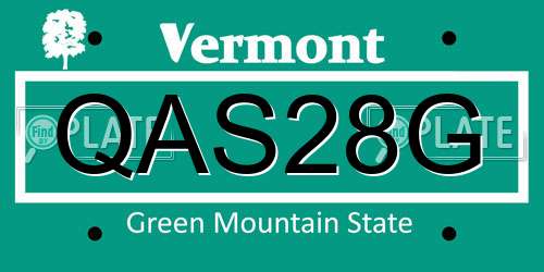 QAS28G Vermont License Plate