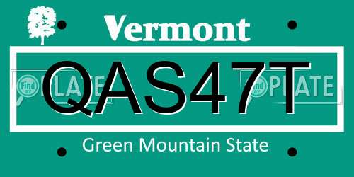 QAS47T Vermont License Plate