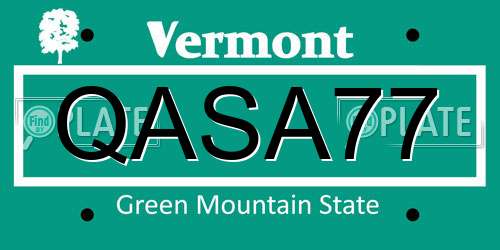 QASA77 Vermont License Plate