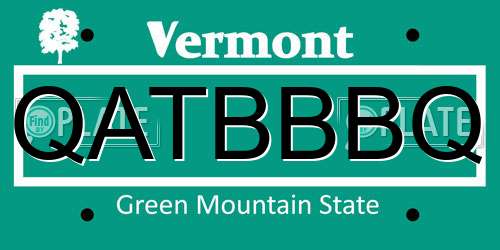 QATBBBQ Vermont License Plate