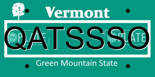 QATSSSO Vermont License Plate