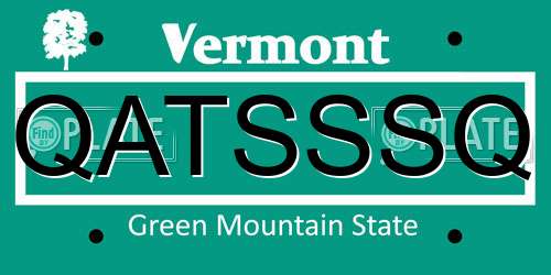 QATSSSQ Vermont License Plate