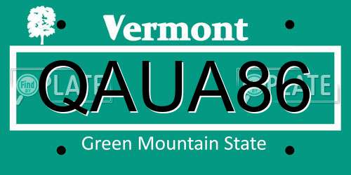 QAUA86 Vermont License Plate
