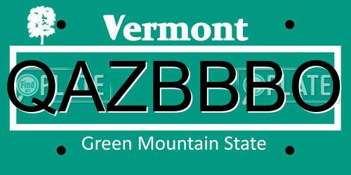 QAZBBBO Vermont License Plate