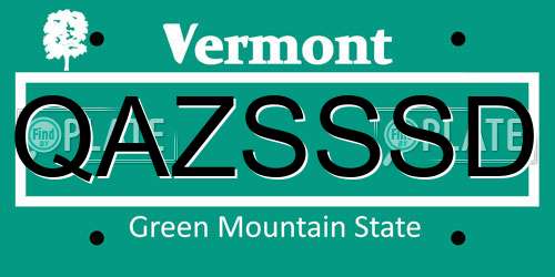 QAZSSSD Vermont License Plate