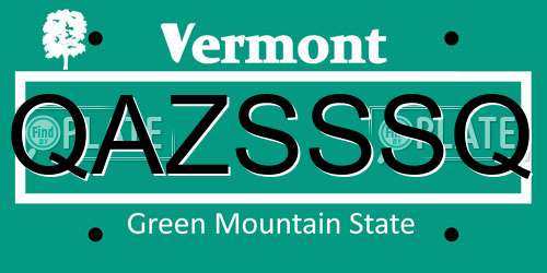 QAZSSSQ Vermont License Plate