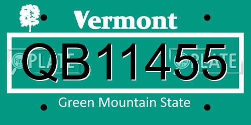 QB11455 Vermont License Plate