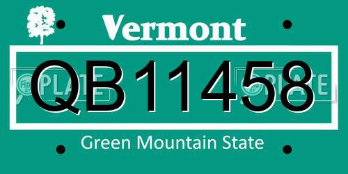 QB11458 Vermont License Plate