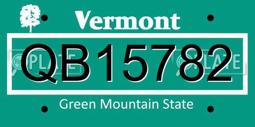 QB15782 Vermont License Plate