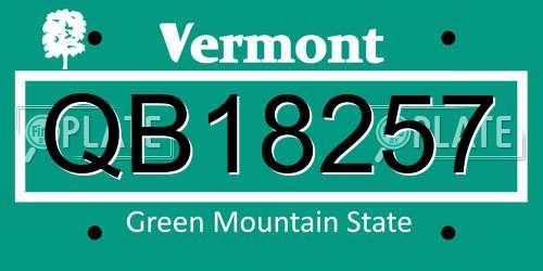 QB18257 Vermont License Plate
