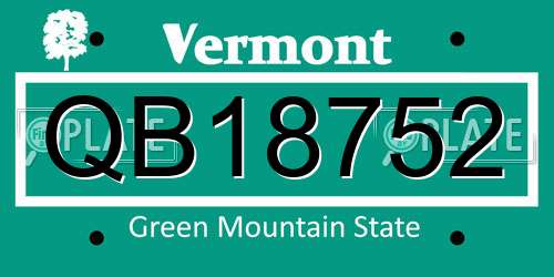 QB18752 Vermont License Plate