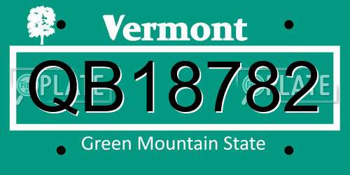 QB18782 Vermont License Plate