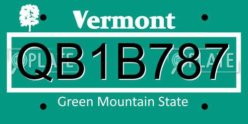 QB1B787 Vermont License Plate