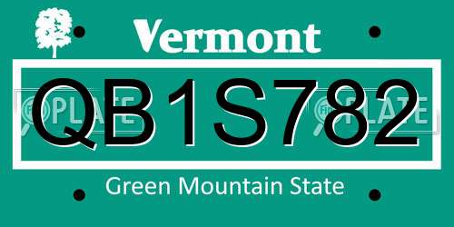 QB1S782 Vermont License Plate