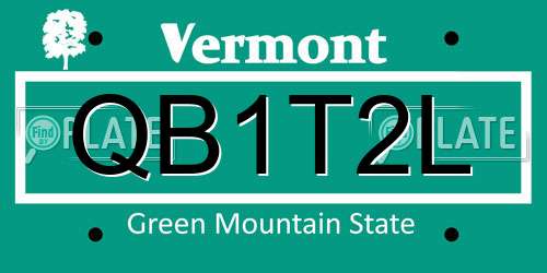 QB1T2L Vermont License Plate