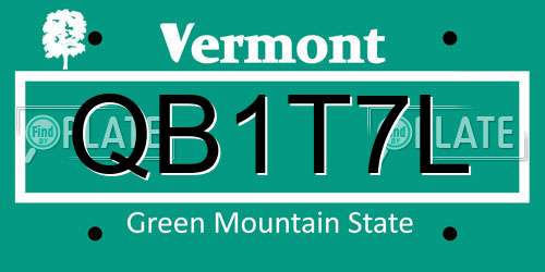 QB1T7L Vermont License Plate