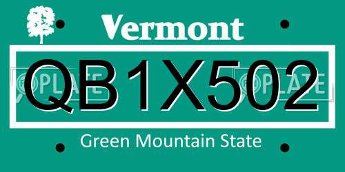 QB1X502 Vermont License Plate