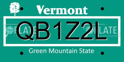 QB1Z2L Vermont License Plate