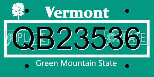 QB23536 Vermont License Plate