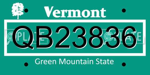 QB23836 Vermont License Plate