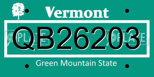 QB26203 Vermont License Plate
