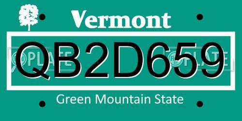 QB2D659 Vermont License Plate