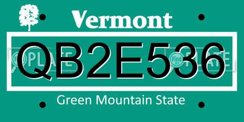 QB2E536 Vermont License Plate