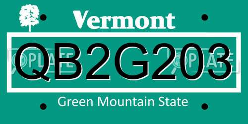 QB2G203 Vermont License Plate